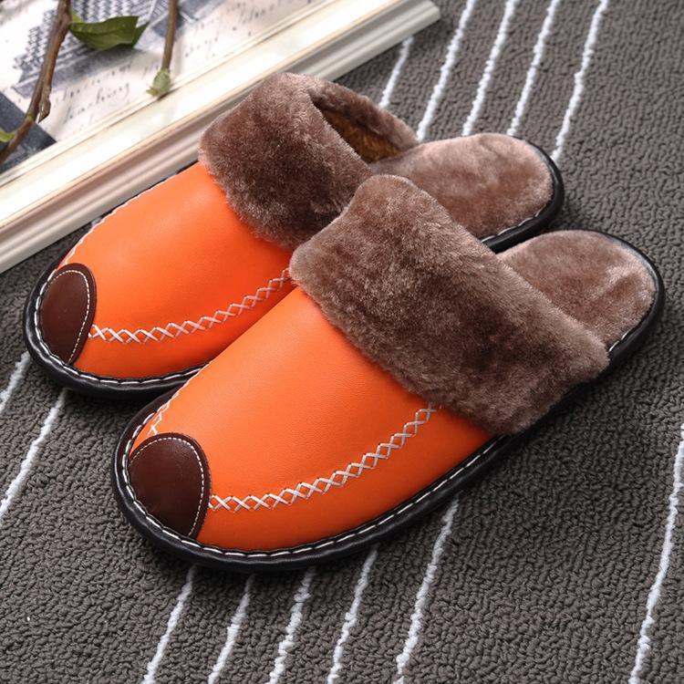 Winter Couple Super Comfy Leather Waterproof Warm Slippers