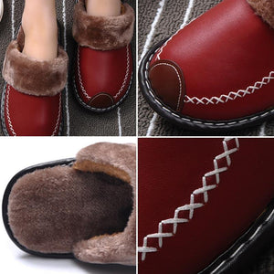 Winter Couple Super Comfy Leather Waterproof Warm Slippers
