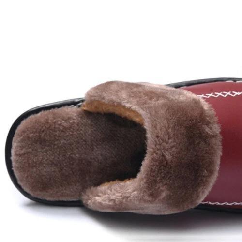Winter Couple Super Comfy Leather Waterproof Warm Slippers