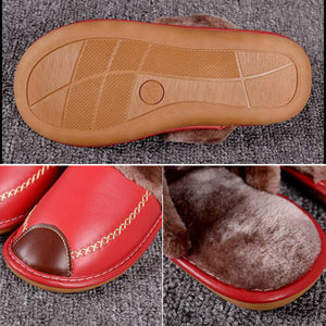 Winter Couple Super Comfy Leather Waterproof Warm Slippers