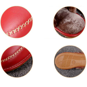 Winter Couple Super Comfy Leather Waterproof Warm Slippers