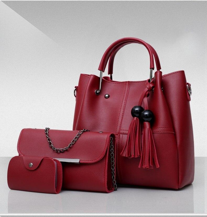Solid Wood Bead Tassel Handbag Set