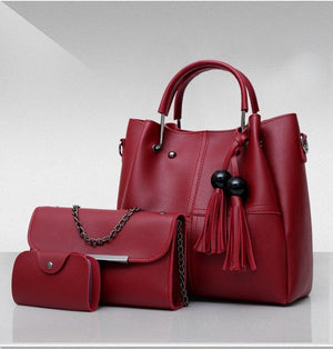 Solid Wood Bead Tassel Handbag Set