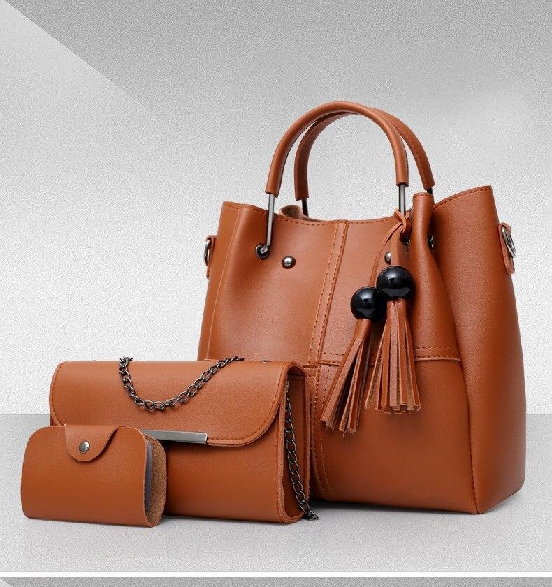 Solid Wood Bead Tassel Handbag Set