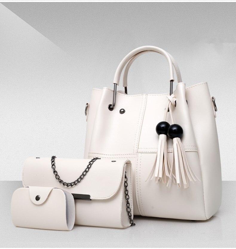Solid Wood Bead Tassel Handbag Set