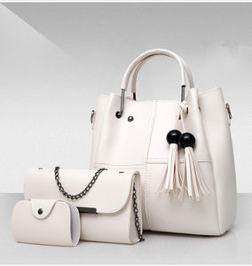 Solid Wood Bead Tassel Handbag Set