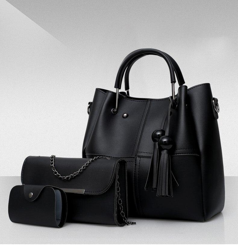 Solid Wood Bead Tassel Handbag Set