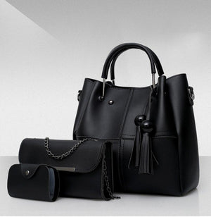 Solid Wood Bead Tassel Handbag Set