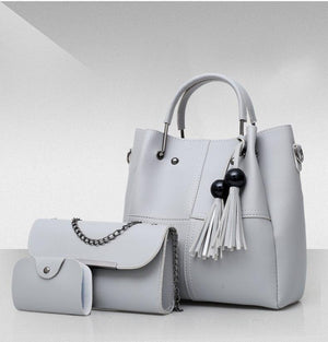 Solid Wood Bead Tassel Handbag Set