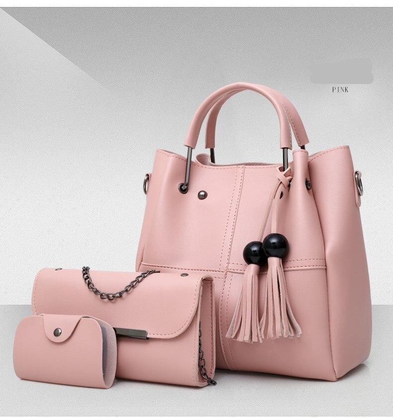 Solid Wood Bead Tassel Handbag Set