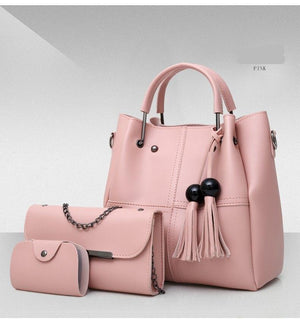 Solid Wood Bead Tassel Handbag Set