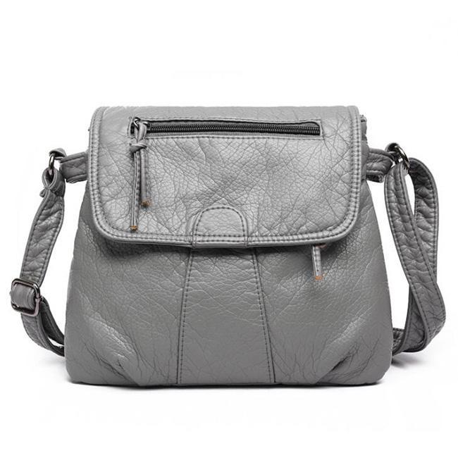 Vintage Washed Leather Shoulder Bag