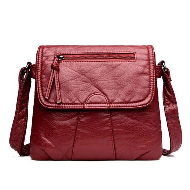 Vintage Washed Leather Shoulder Bag